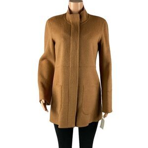 NEW Incalpaca TPX Baby Alpaca Wool Coat Womens Small Camel Button Zip MSRP $1299